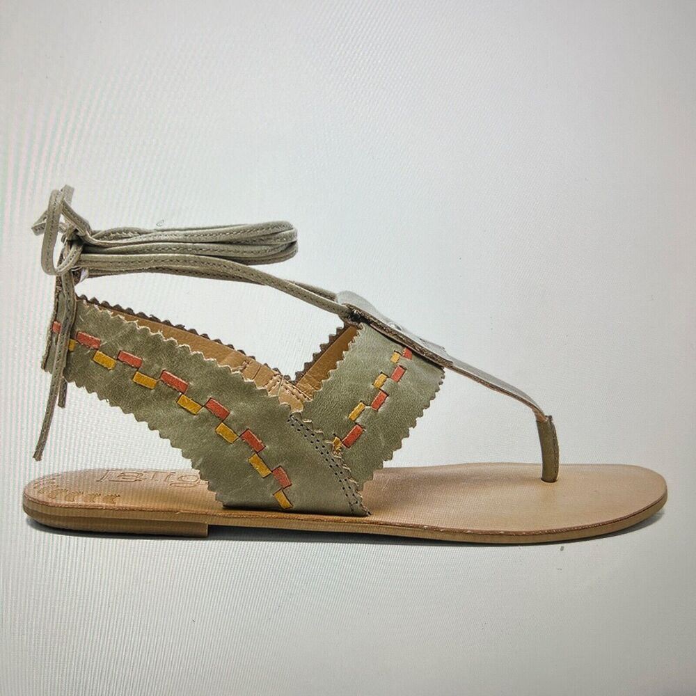 Latigo Sandals Womens 9.5 M Ankle Wrap Gladiator Leather Open Toe Thong Flat